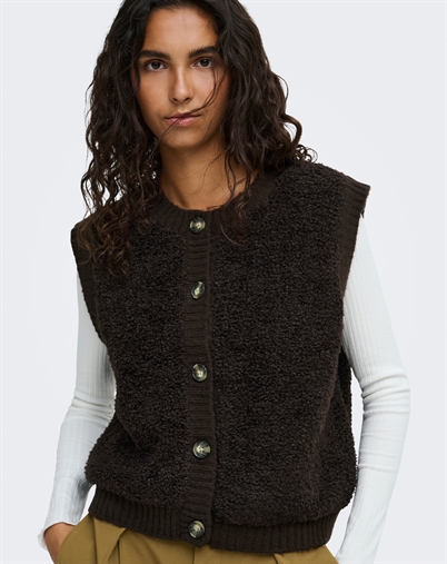 JDY - JDYEira Life On Button Vest - Chocolate Torte